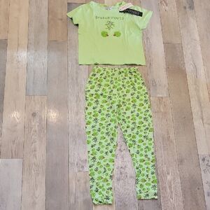 Brave Soul London Women's Pajama Set-Light Green with Fun Print Brand New